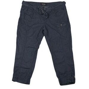 Guess Womens Dark Wash Utility Capri Cargo Pants Belted Blue Size 31 Q31A0301000
